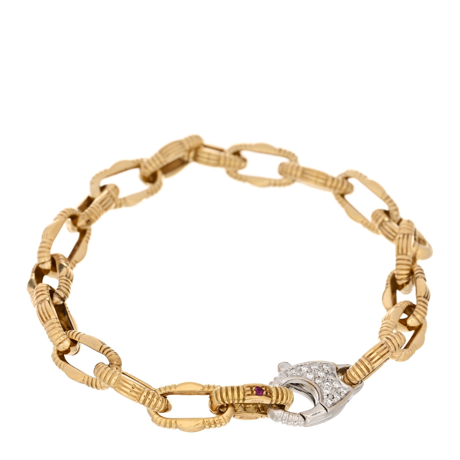 Roberto Coin 18K Yellow White Gold Diamond Appassionata Link Bracelet 1 of 3