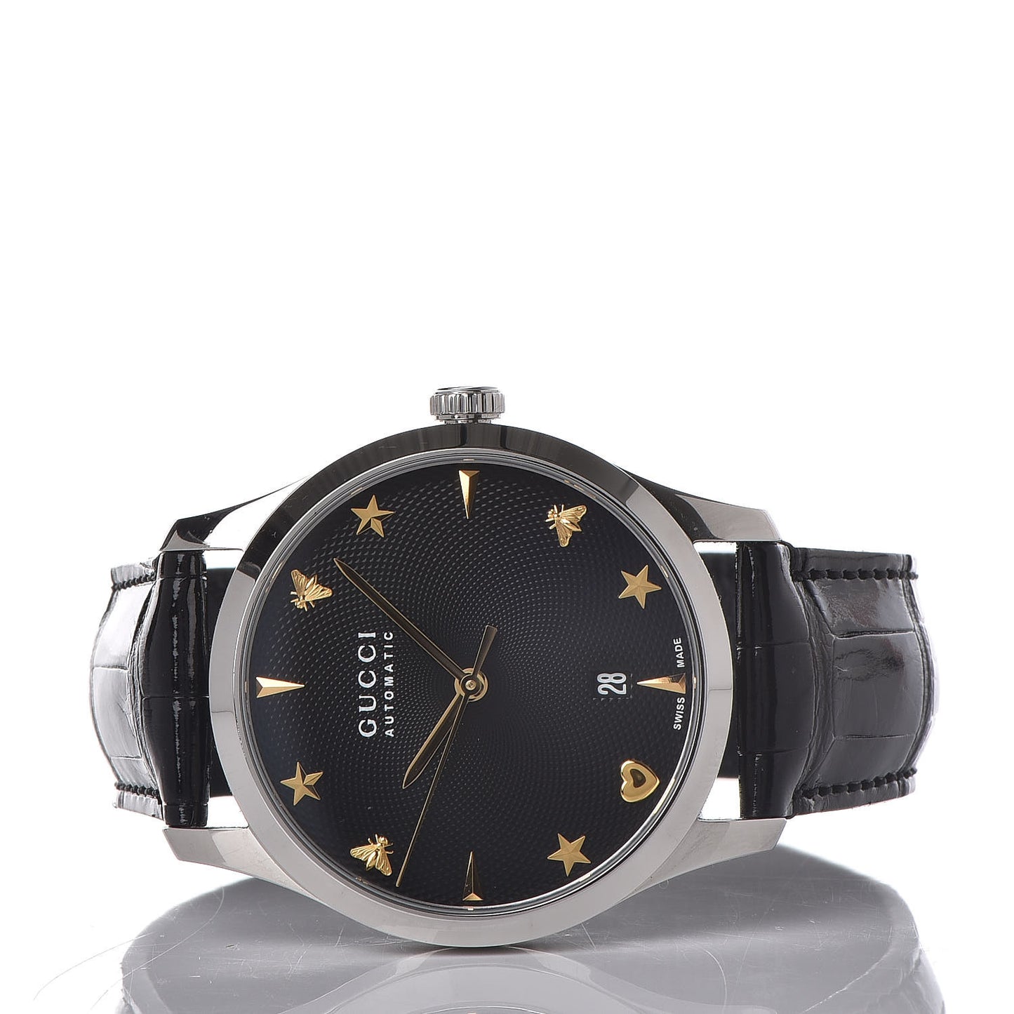Stainless Steel Alligator 38mm G-Timeless Charm Automatic Watch Black