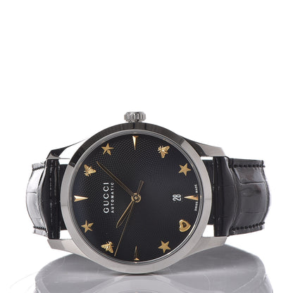 Gucci Stainless Steel Alligator 38mm G-Timeless Charm Automatic Watch Black 3 of 13