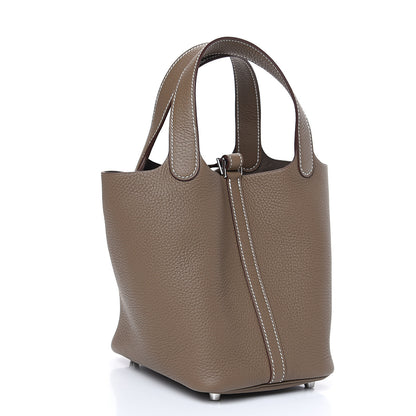 Hermes Taurillon Clemence Picotin Lock 18 PM Etoupe 2 of 11