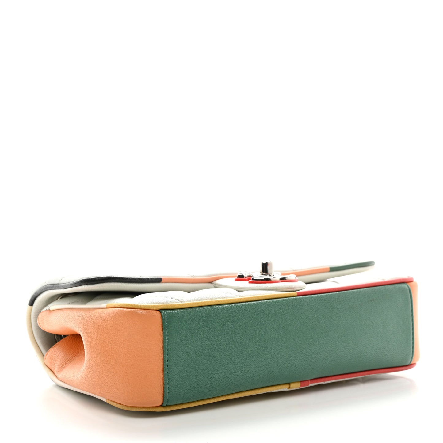 Lambskin Plexiglass Quilted Small Cuba Color Flap White Multicolor