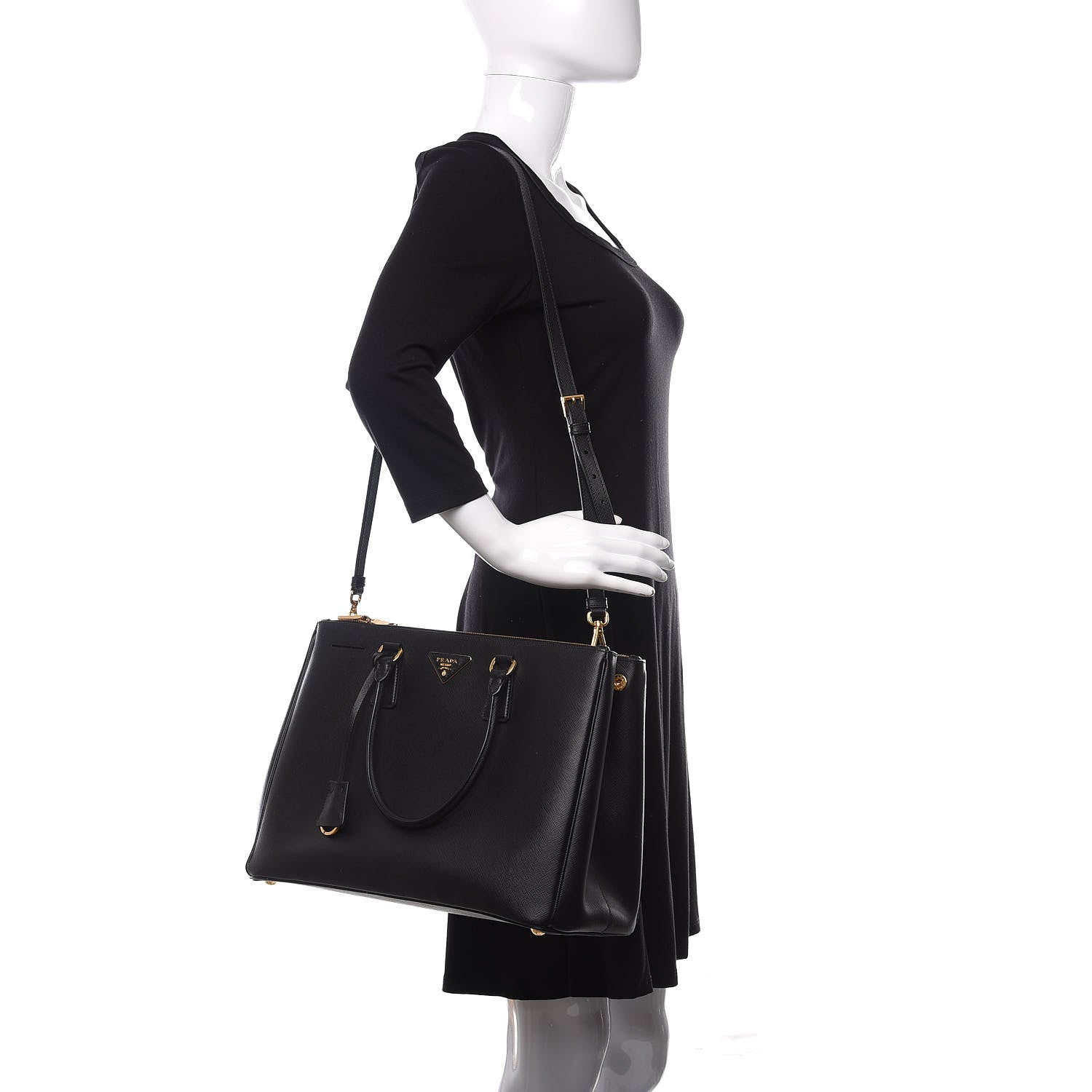 Prada Saffiano Medium Galleria Double Zip Tote Black 2 of 12