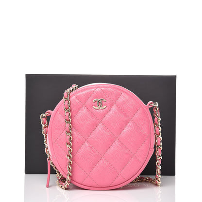 Chanel Caviar Quilted Round Clutch With Chain Pink 8 of 8