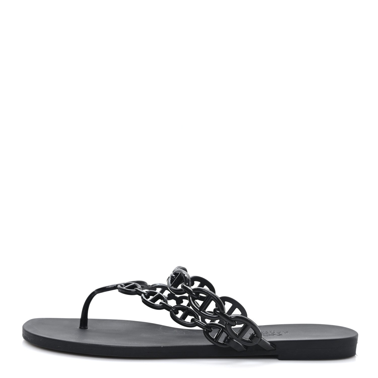 Hermes Rubber Chaine d'Ancre Island Sandals 39 Black 1 of 9
