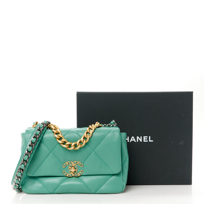 Chanel Lambskin Quilted Medium Chanel 19 Flap Green 11 of 11