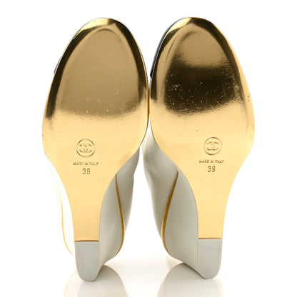 Chanel Lambskin Cap Toe Open Wedge 39 White Black 5 of 11