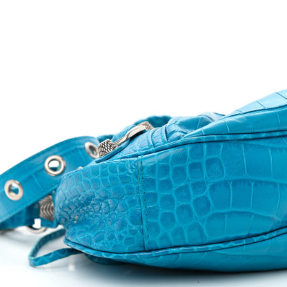 Balenciaga Extra Supple Calfskin Crocodile Embossed Le Cagole Shoulder Bag XS Turquoise 9 of 12