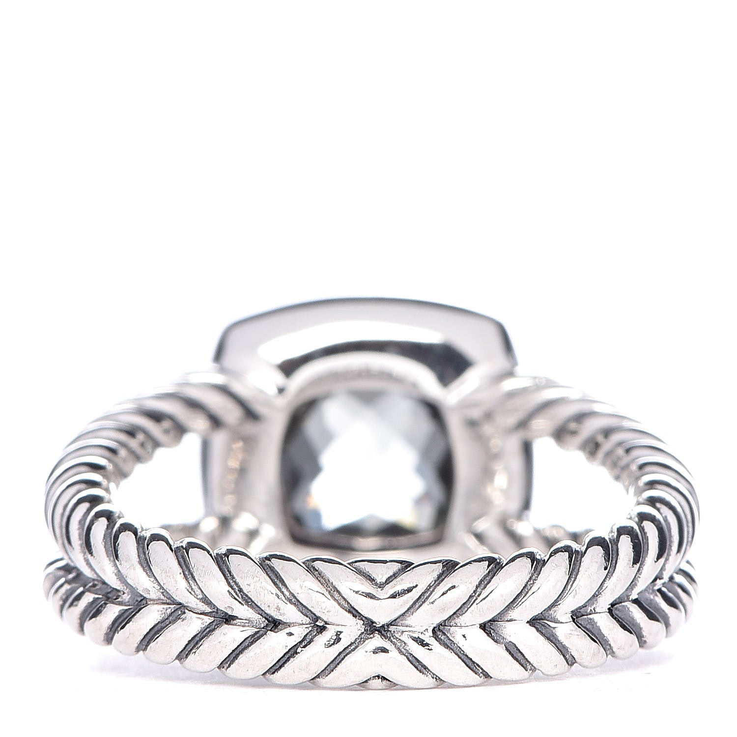 David Yurman Sterling Silver Diamond Prasiolite 7mm Petite Albion Ring 52 6 4 of 5