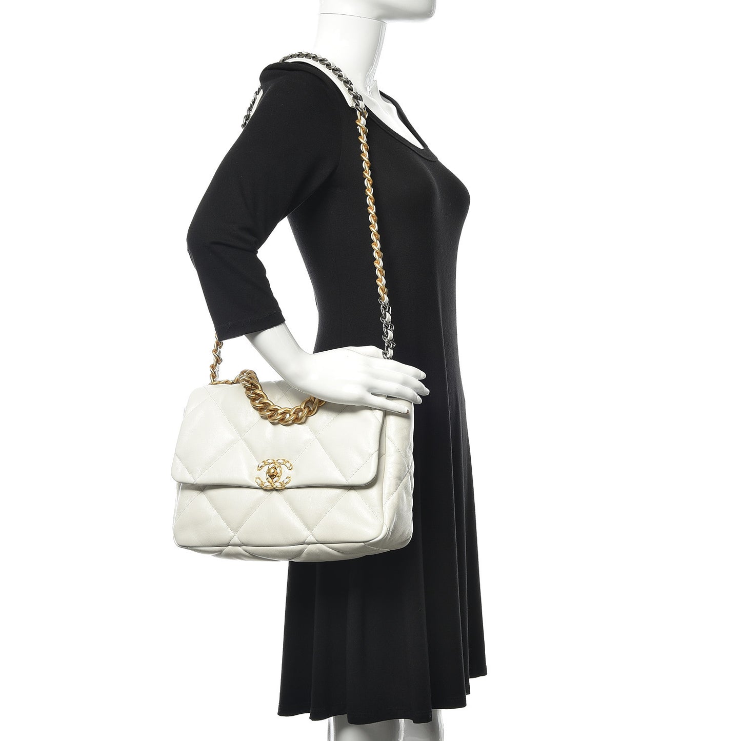 Goatskin Quilted Large 19 Flap White