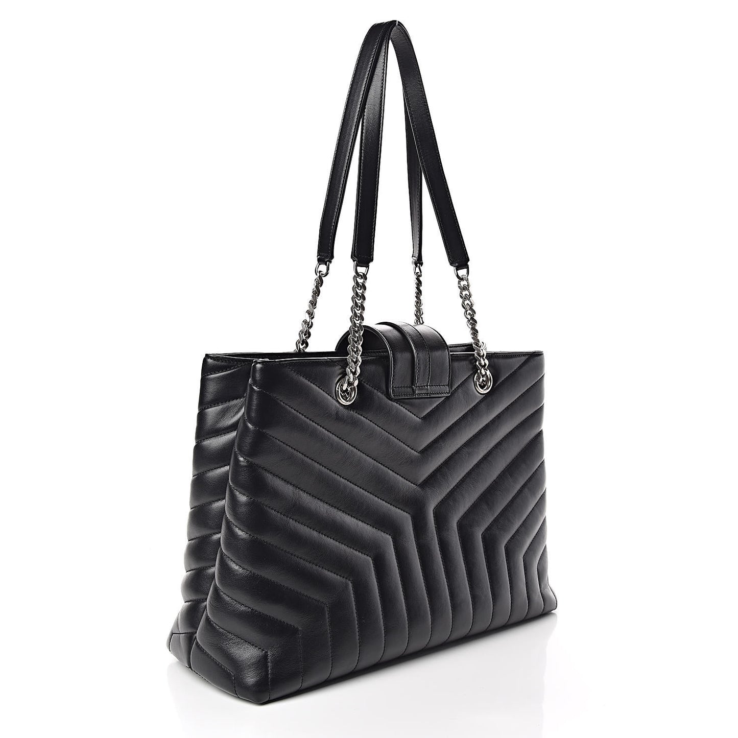Calfskin Y Quilted Monogram Large Loulou Shopper Black