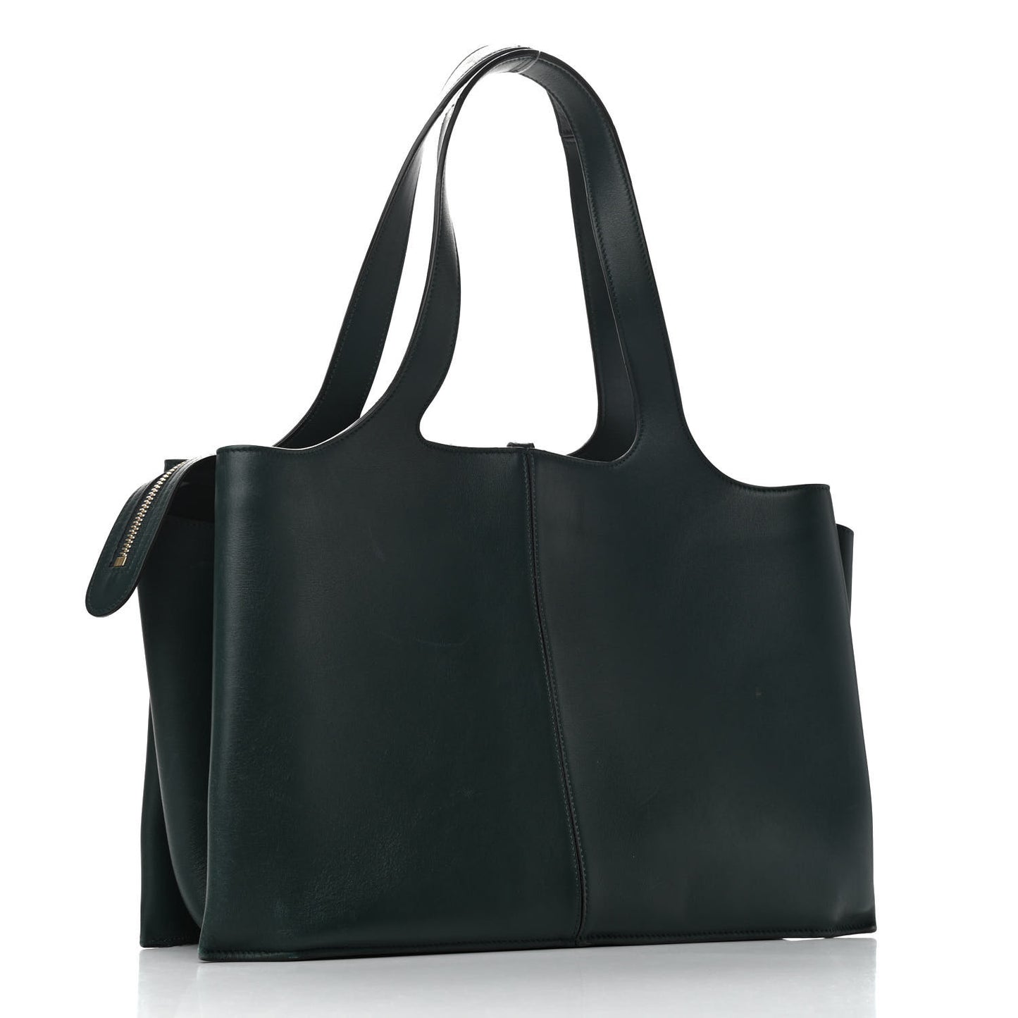 Smooth Calfskin Medium Tri-Fold Bag Bottle Green