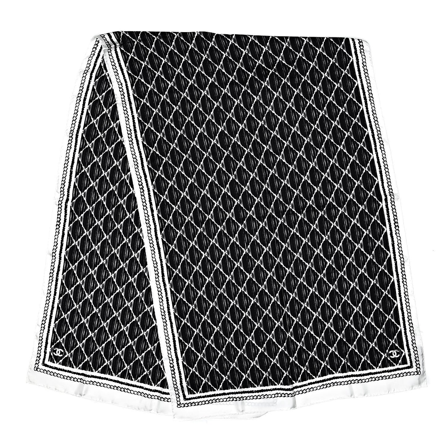 Silk Stole White Black