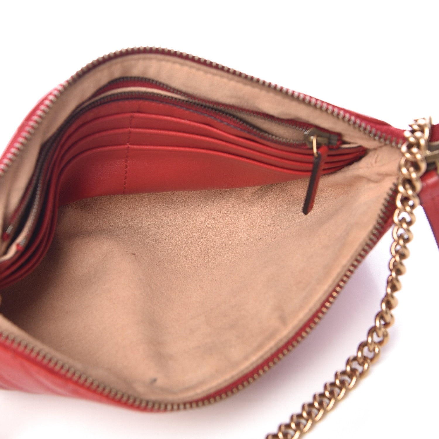 Gucci Calfskin Matelasse Mini GG Marmont Chain Bag Hibiscus Red 5 of 14