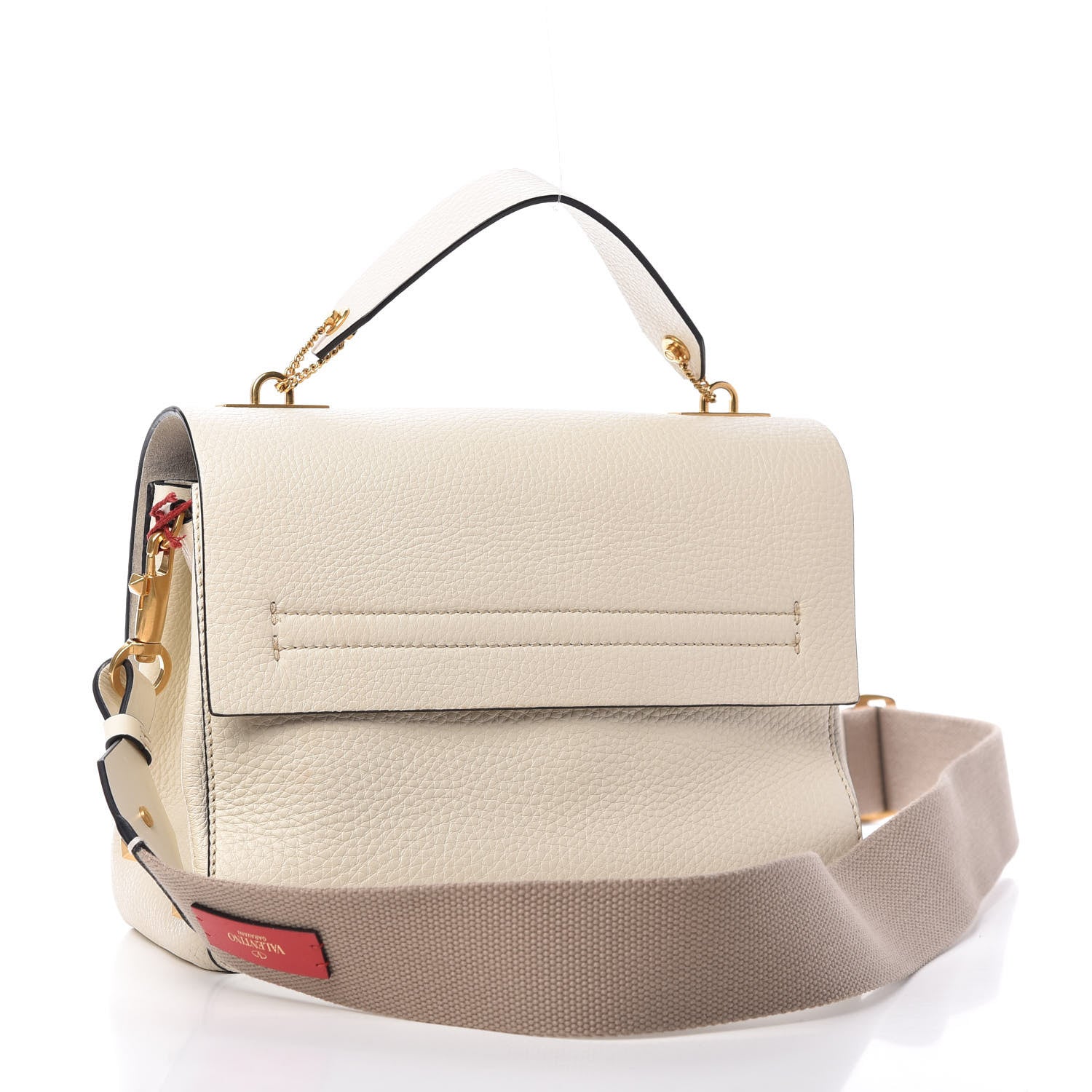 Valentino Garavani Pebbled Calfskin VRing Shoulder Bag Light Ivory 3 of 11