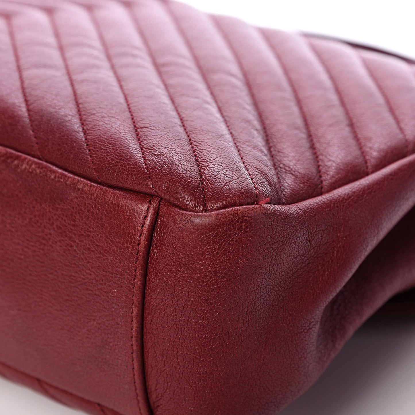 Sheepskin Matelasse Chevron Large College Monogram Satchel Oxblood