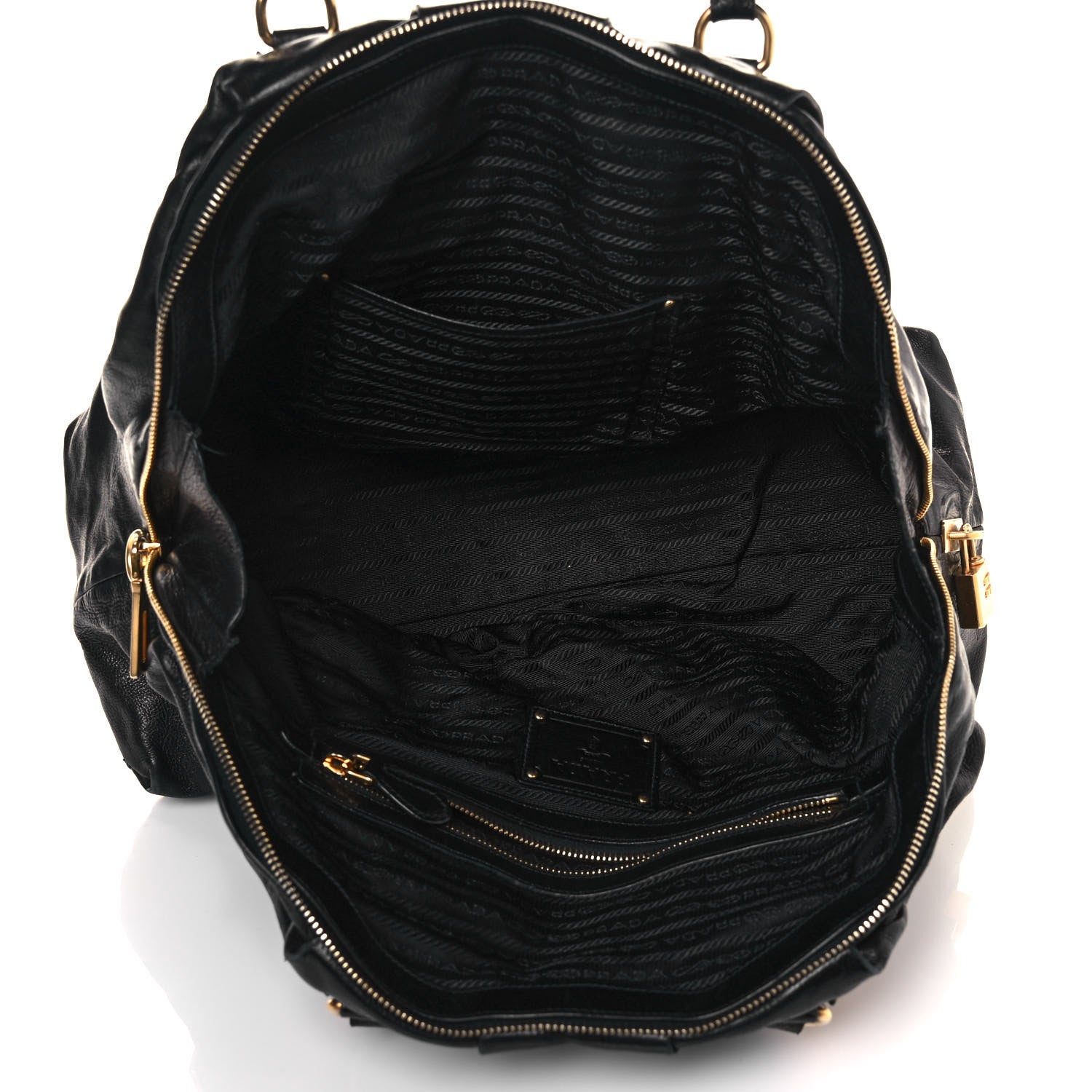 Prada Soft Calf Dome Sachel Black 4 of 19