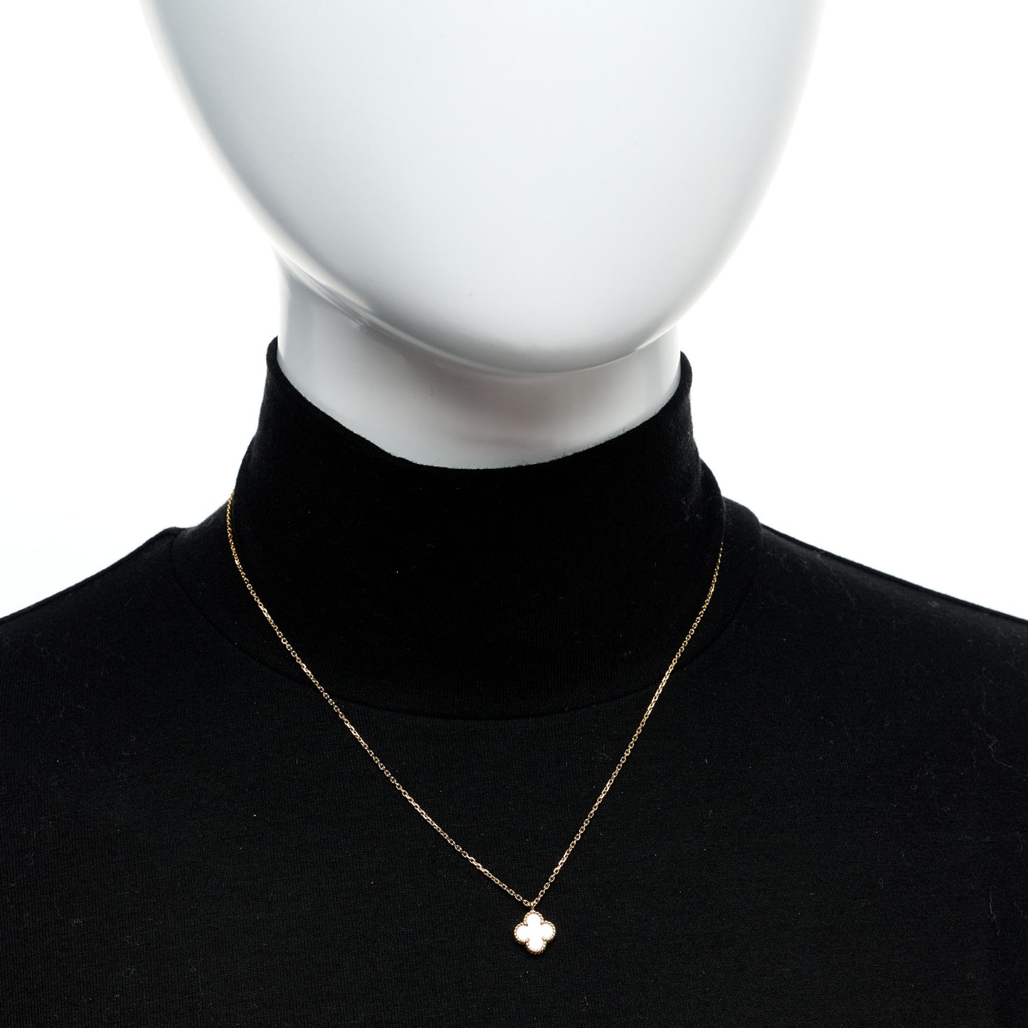 18K Yellow Gold Mother of Pearl Sweet Alhambra Pendant Necklace