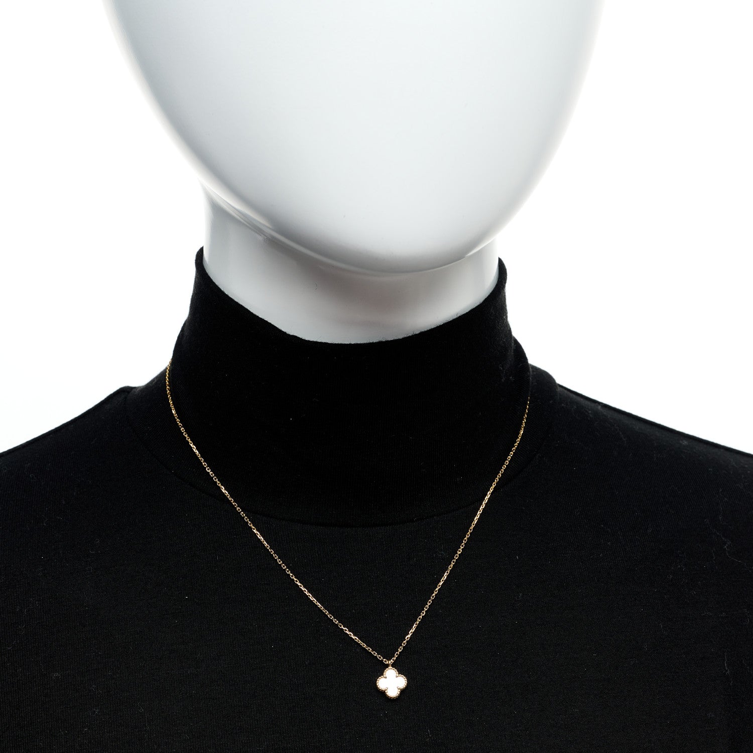 Van Cleef & Arpels 18K Yellow Gold Mother of Pearl Sweet Alhambra Pendant Necklace 2 of 6