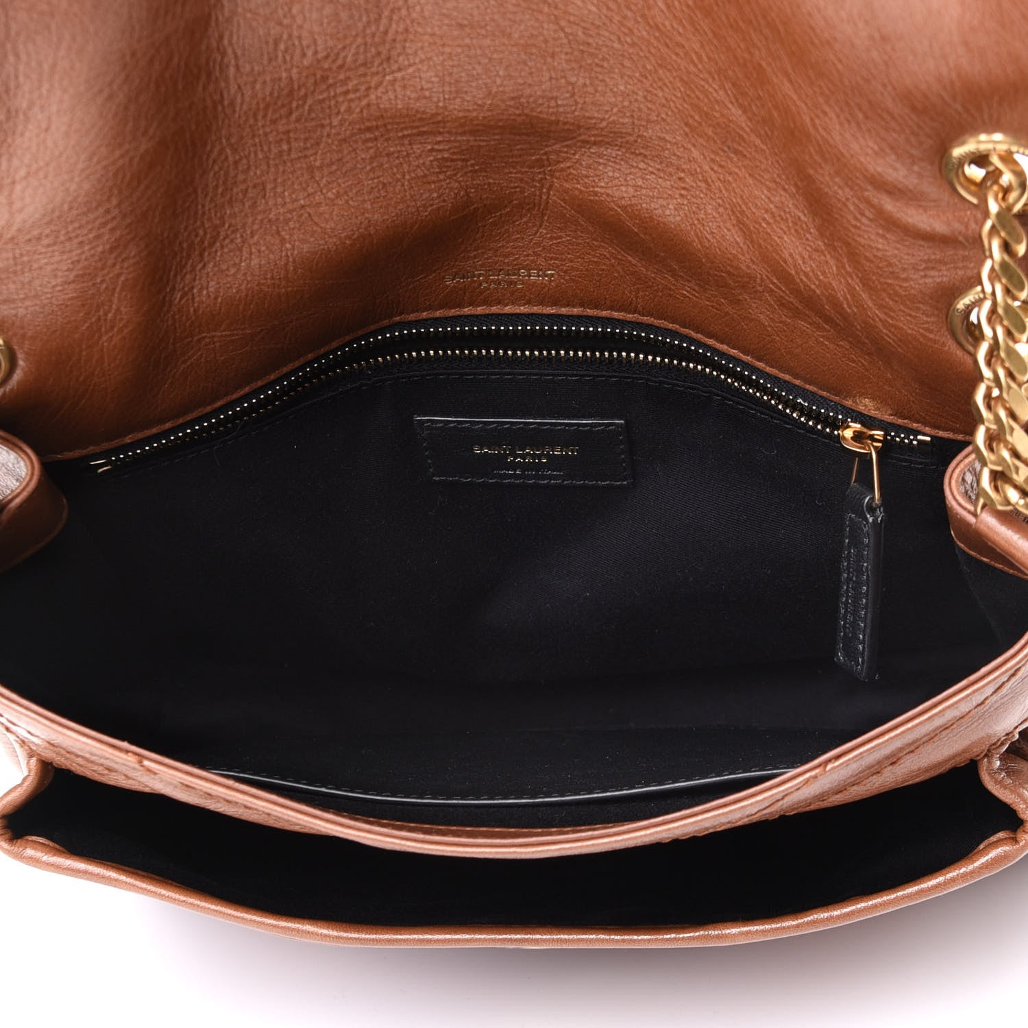 Saint Laurent Crinkled Calfskin Matelasse Monogram Medium Niki Chain Satchel Caramel 4 of 4