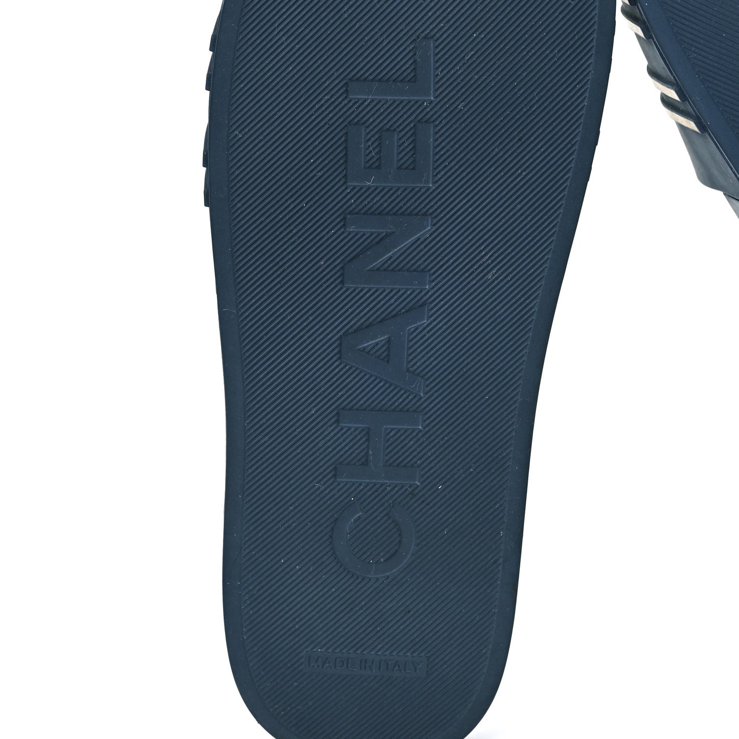 Rubber CC Flat Slide Sandals 36 Navy Gold