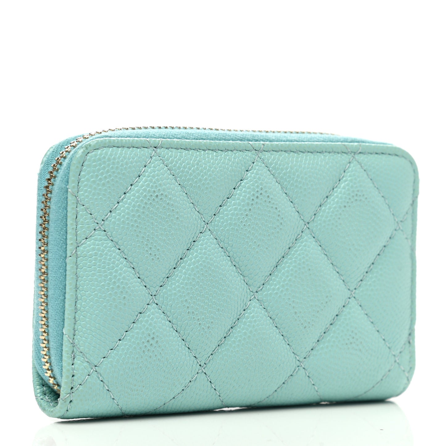 Caviar Quilted Zip Coin Purse Light Blue