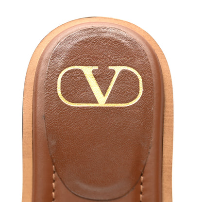 Valentino Garavani Calfskin Vlogo Flat Slide Sandals 36.5 Saddle Brown 6 of 10
