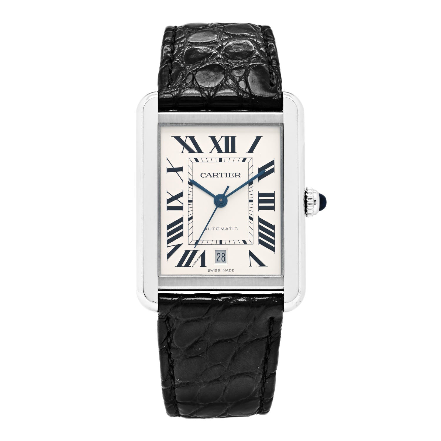 Cartier Stainless Steel Alligator 31mm Tank Solo Automatic Watch 1 of 4