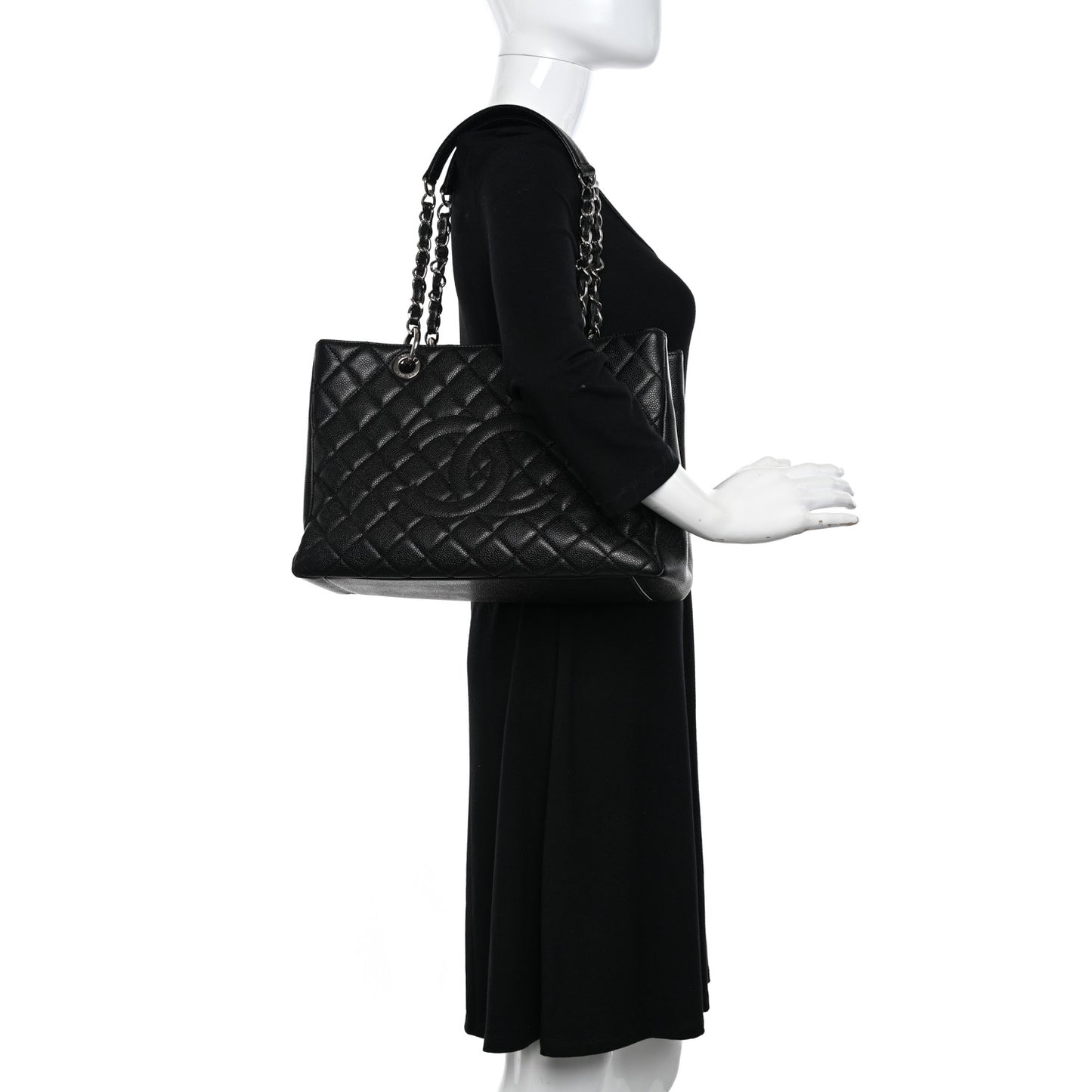 Caviar Quilted Grand Shopping Tote GST Black