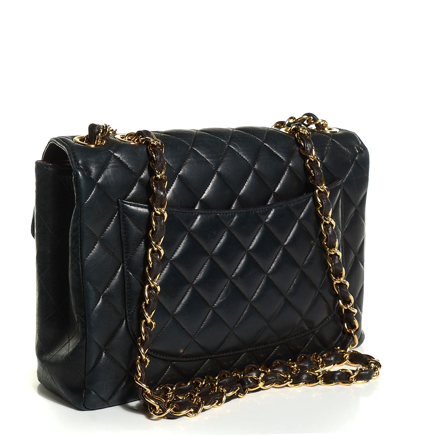 Lambskin Quilted Jumbo Flap Black
