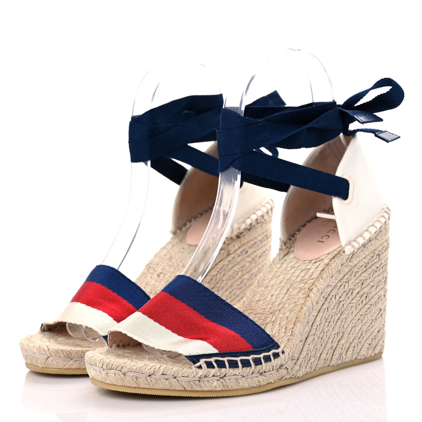 Canvas Sylvie Web Ankle Wrap Espadrille Wedge Sandals 36 Mystic White Hibiscus Red Maritime