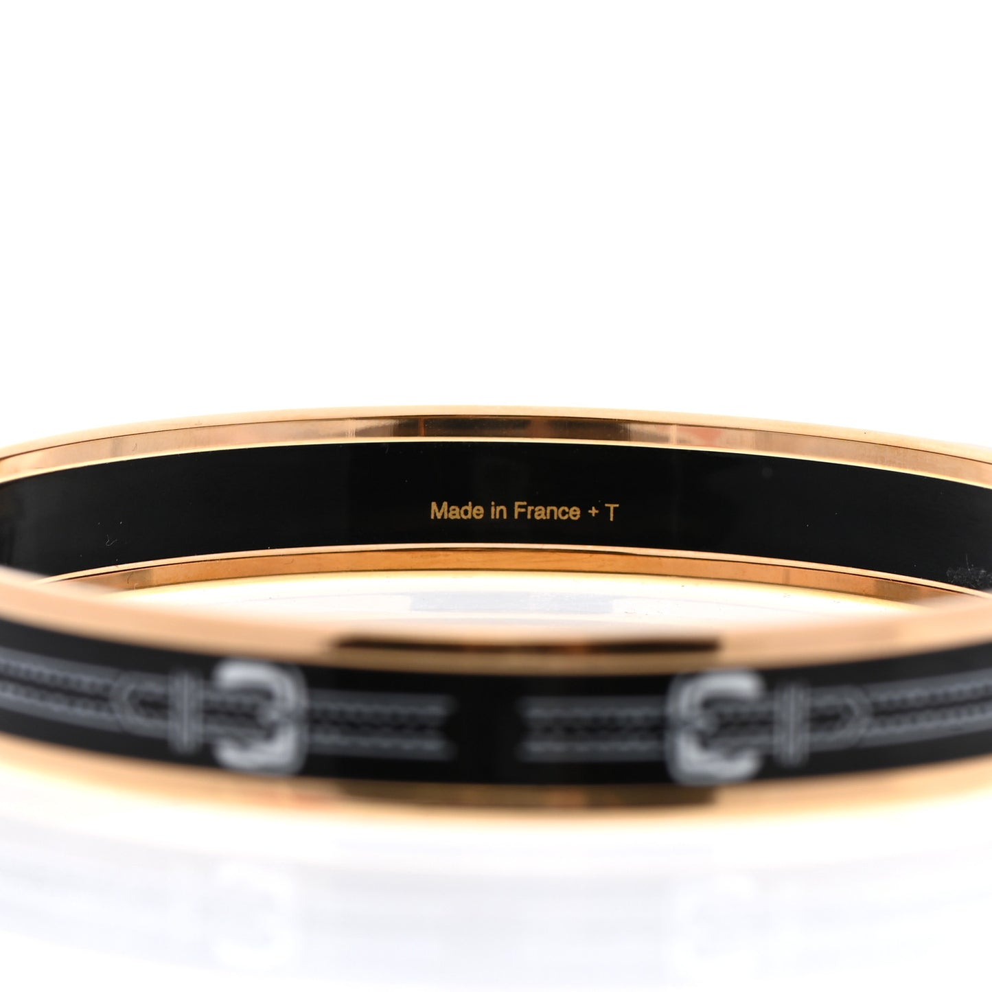 Enamel Printed Narrow Harnais Des Presidents Bracelet 70 Black White
