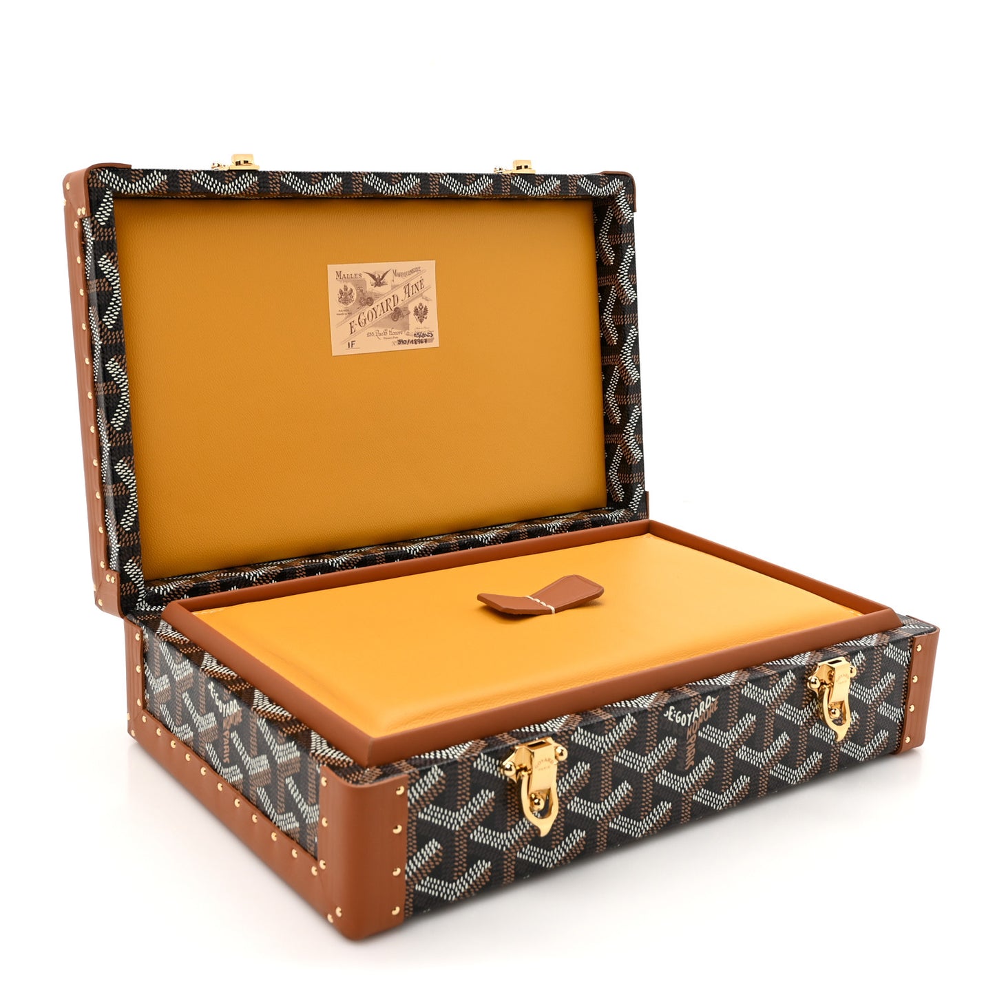 Goyardine Vendome Jewelry Case Black Gold