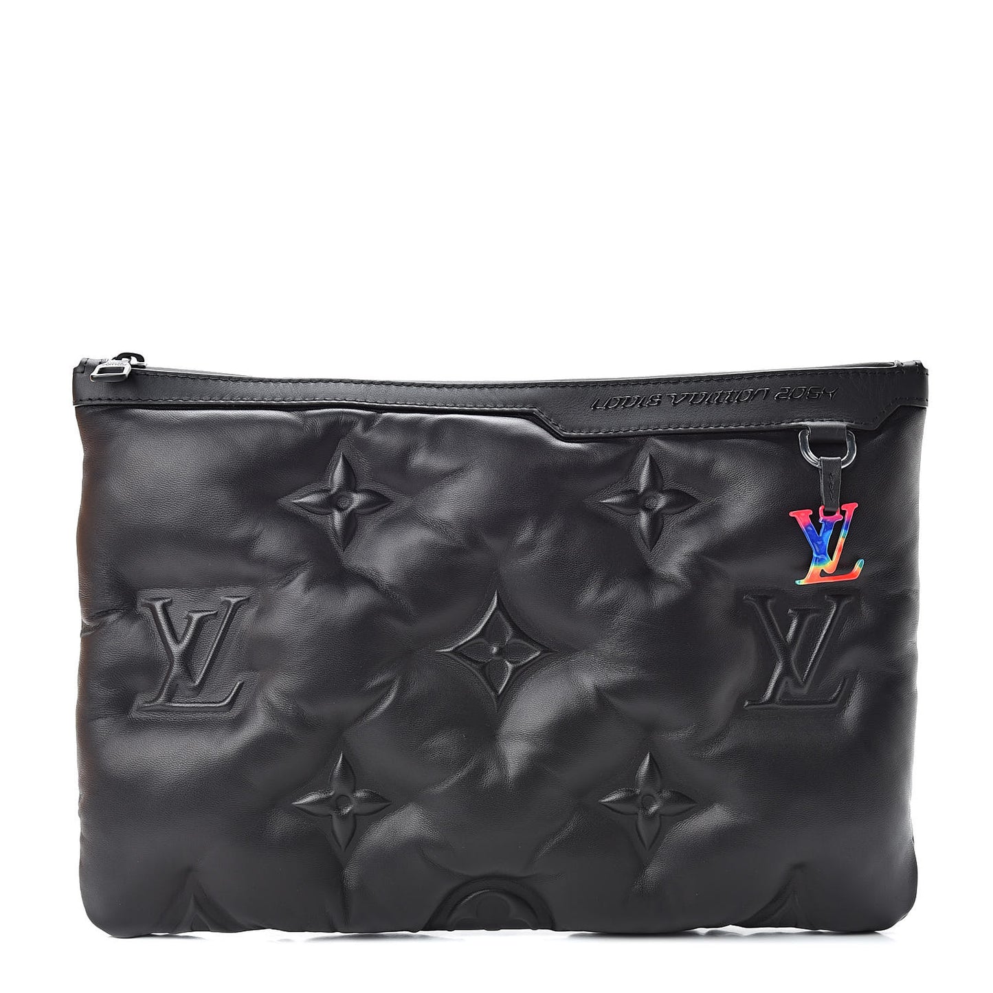 Lambskin Puffer A4 Pouch Black