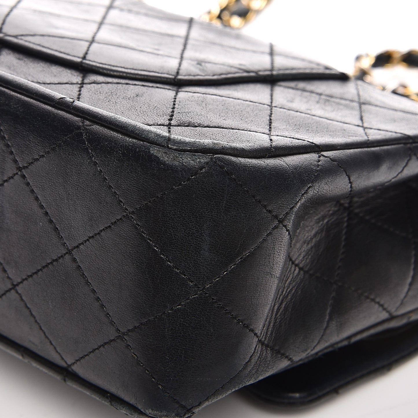 Lambskin Quilted Medium Double Flap Black