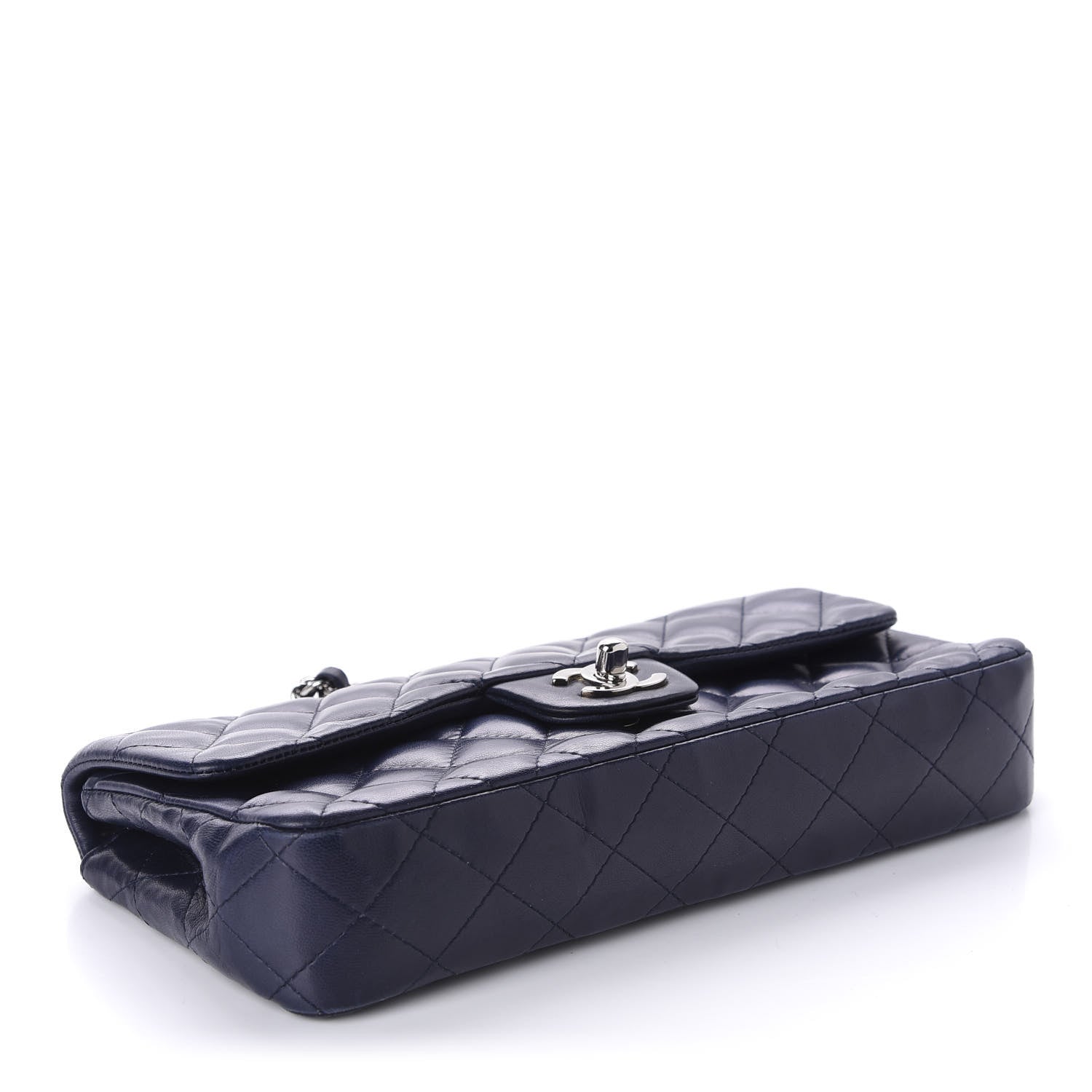 Chanel Lambskin Quilted East West Flap Navy 4 of 10