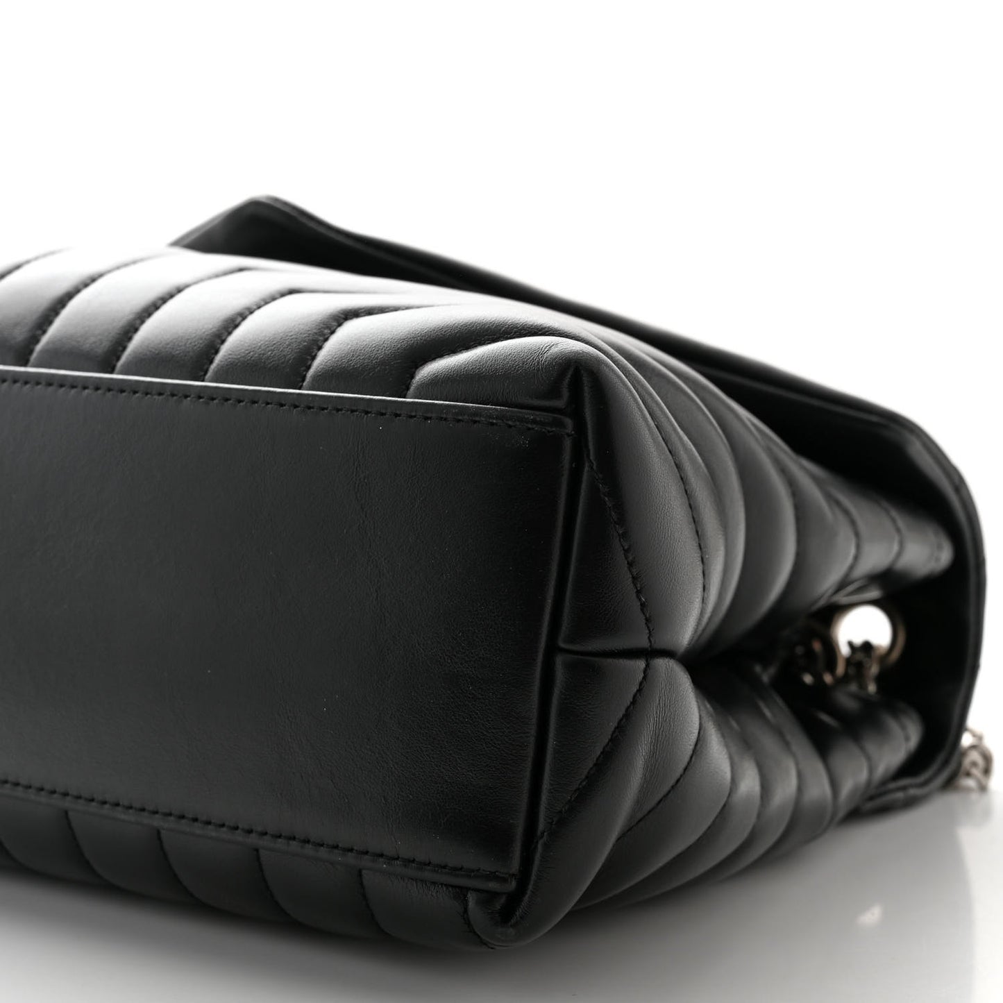 Calfskin Y Quilted Monogram Medium Loulou Chain Satchel Black