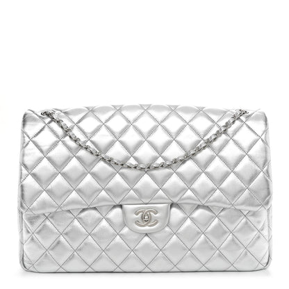 Chanel Metallic Lambskin Quilted XXL Travel Flap Bag Silver 1 of 11