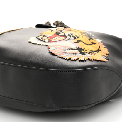 Gucci Calfskin Web Tiger Embroidered Large Dionysus Hobo Black 10 of 11