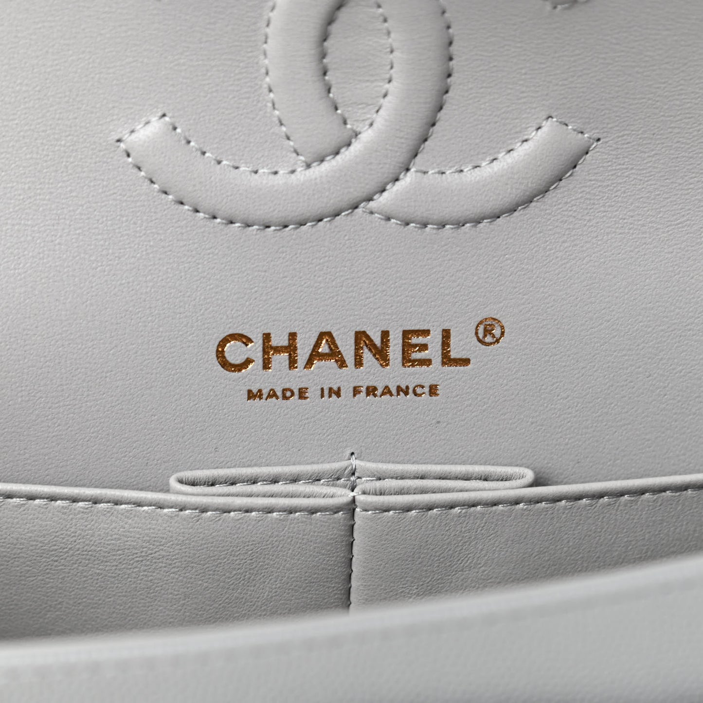 Caviar Quilted Small Double Flap Grey