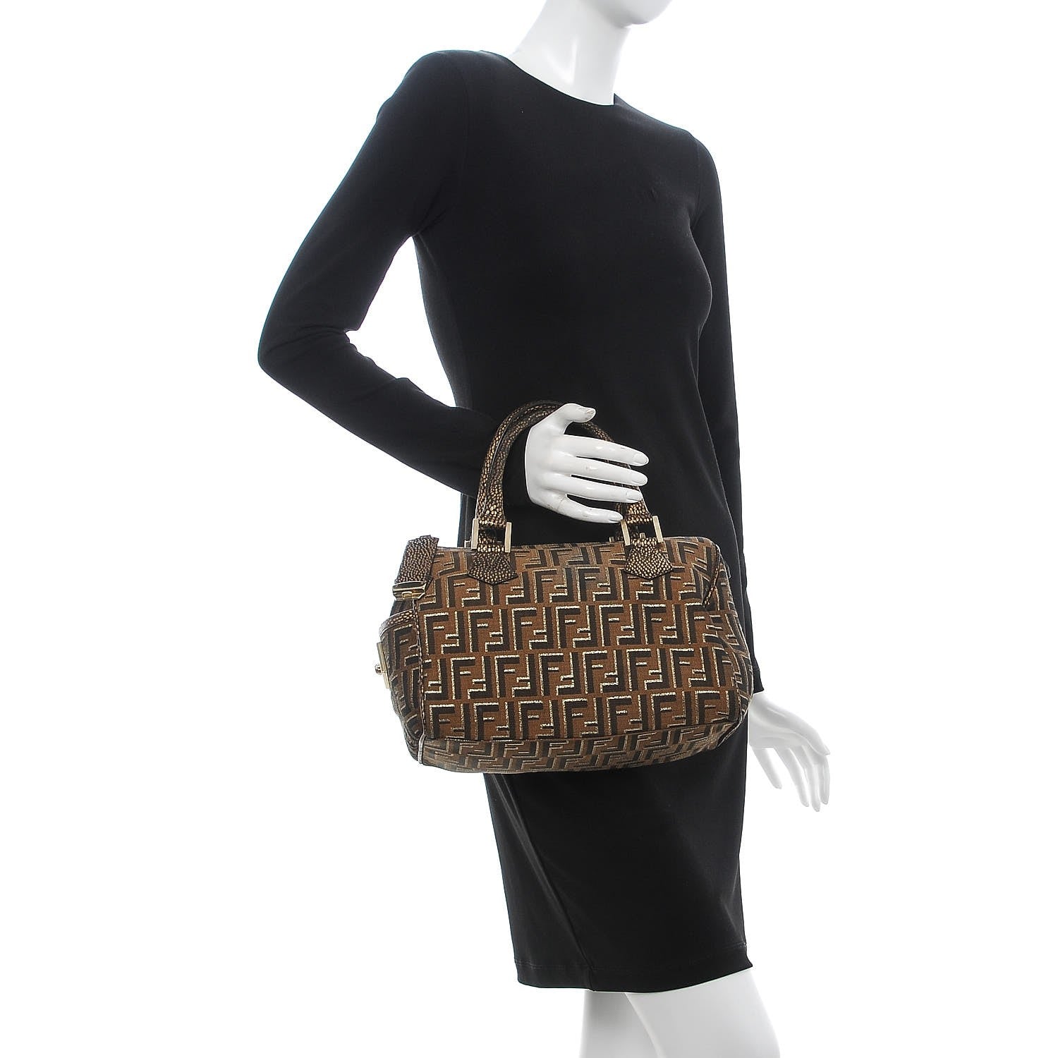 Fendi Zucca Vitello Medium Chef Boston Tobacco Oro Moro 2 of 7