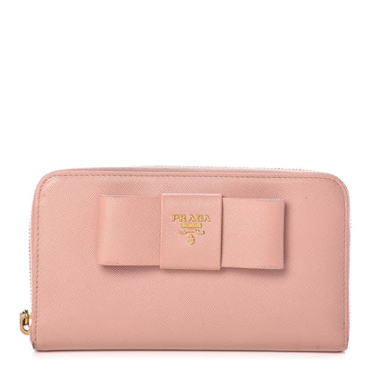 Prada Saffiano Fiocco Bow Zip Around Wallet Orchidea 1 of 24