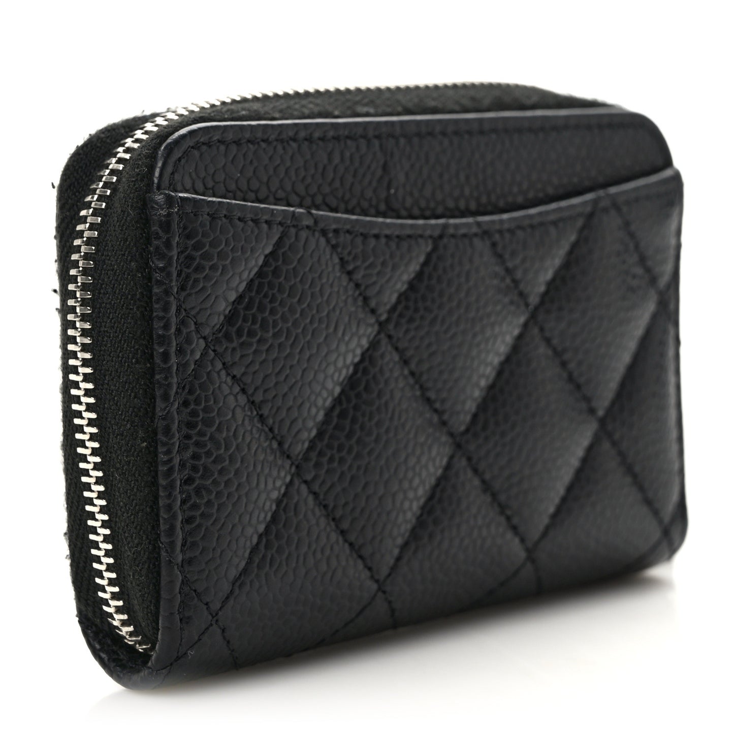 Caviar Quilted Zip Coin Purse Black