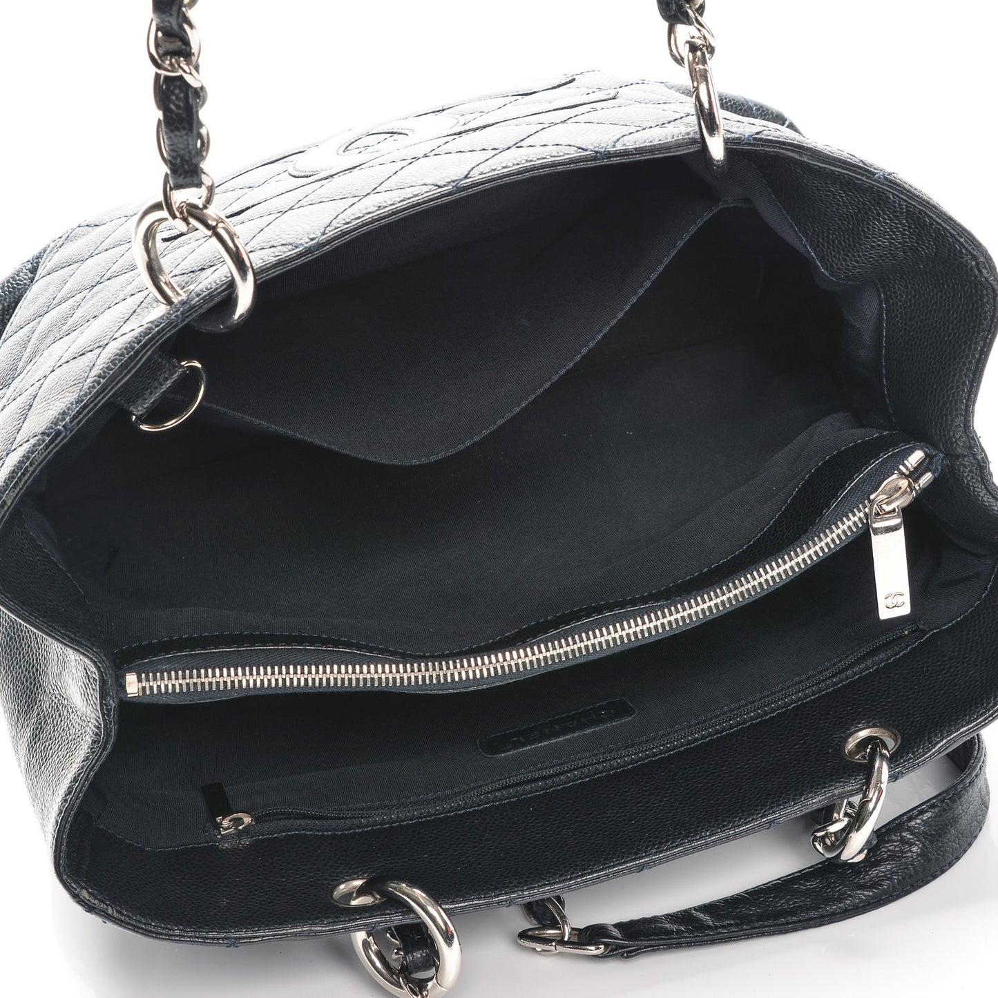 Caviar Quilted Grand Shopping Tote GST Dark Navy Blue