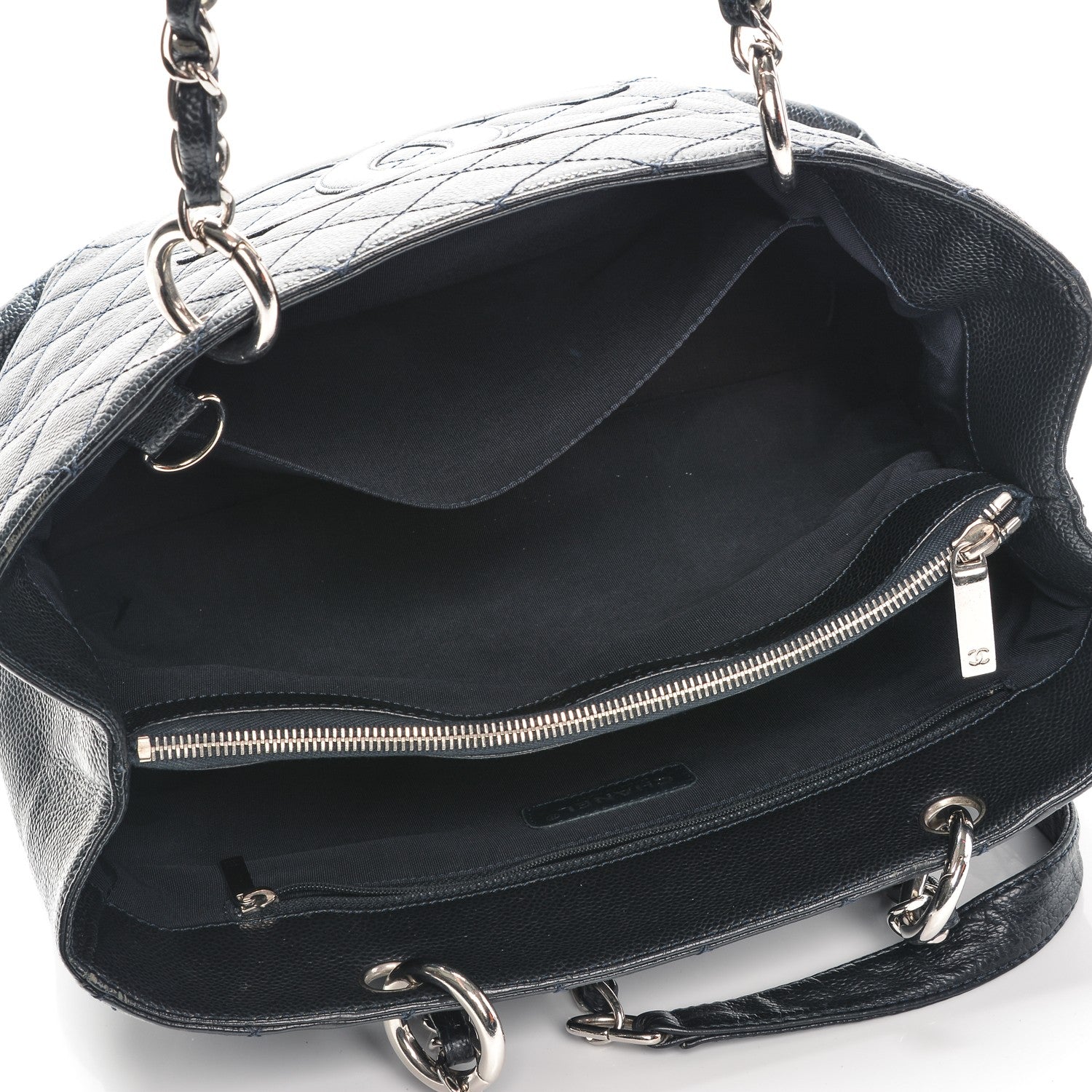 Chanel Caviar Quilted Grand Shopping Tote GST Dark Navy Blue 5 of 12