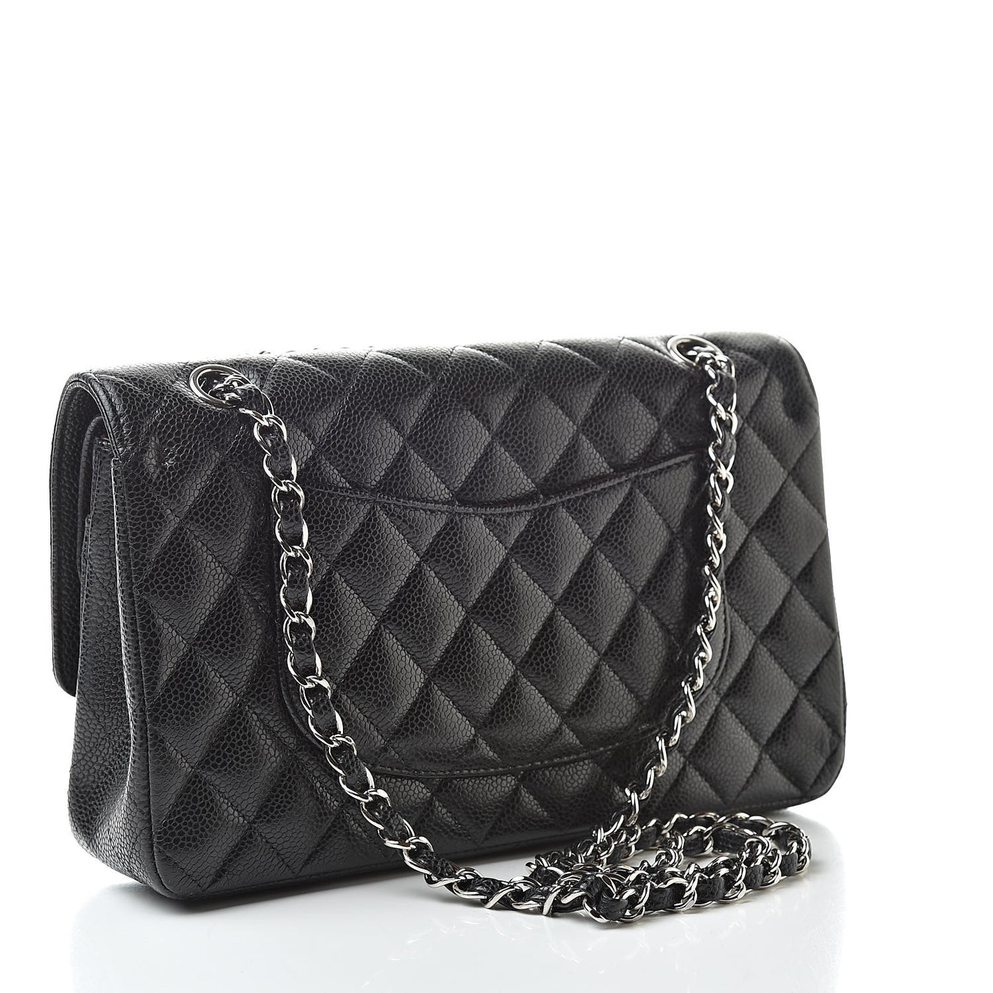 Caviar Quilted Medium Double Flap Black
