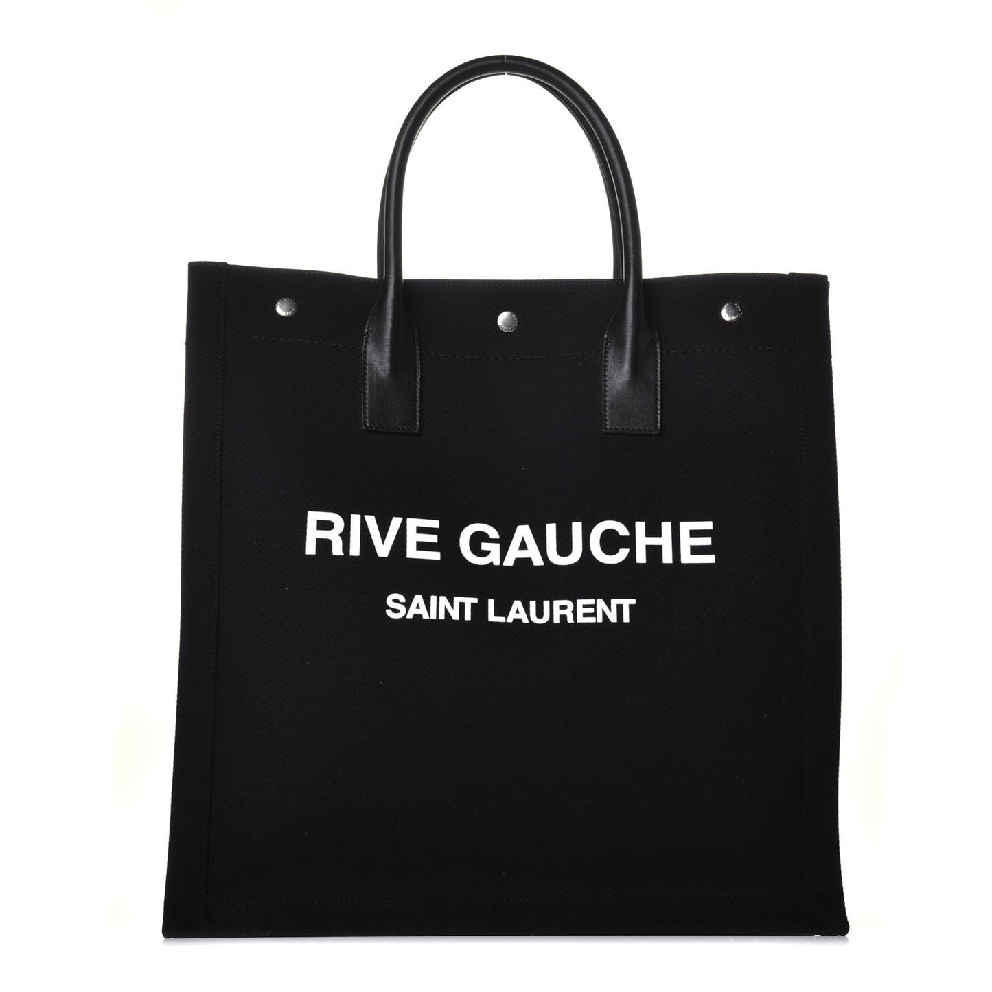 Linen Calfskin Rive Gauche North South Tote Black
