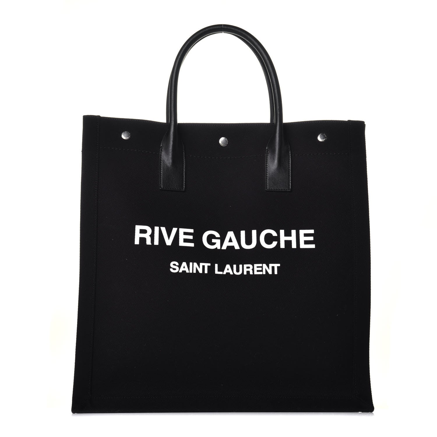 Saint Laurent Linen Calfskin Rive Gauche North South Tote Black 1 of 8