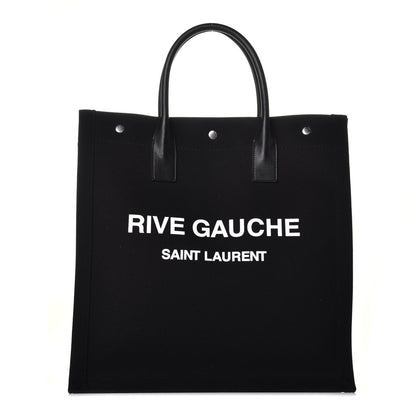 Saint Laurent Linen Calfskin Rive Gauche North South Tote Black 1 of 8