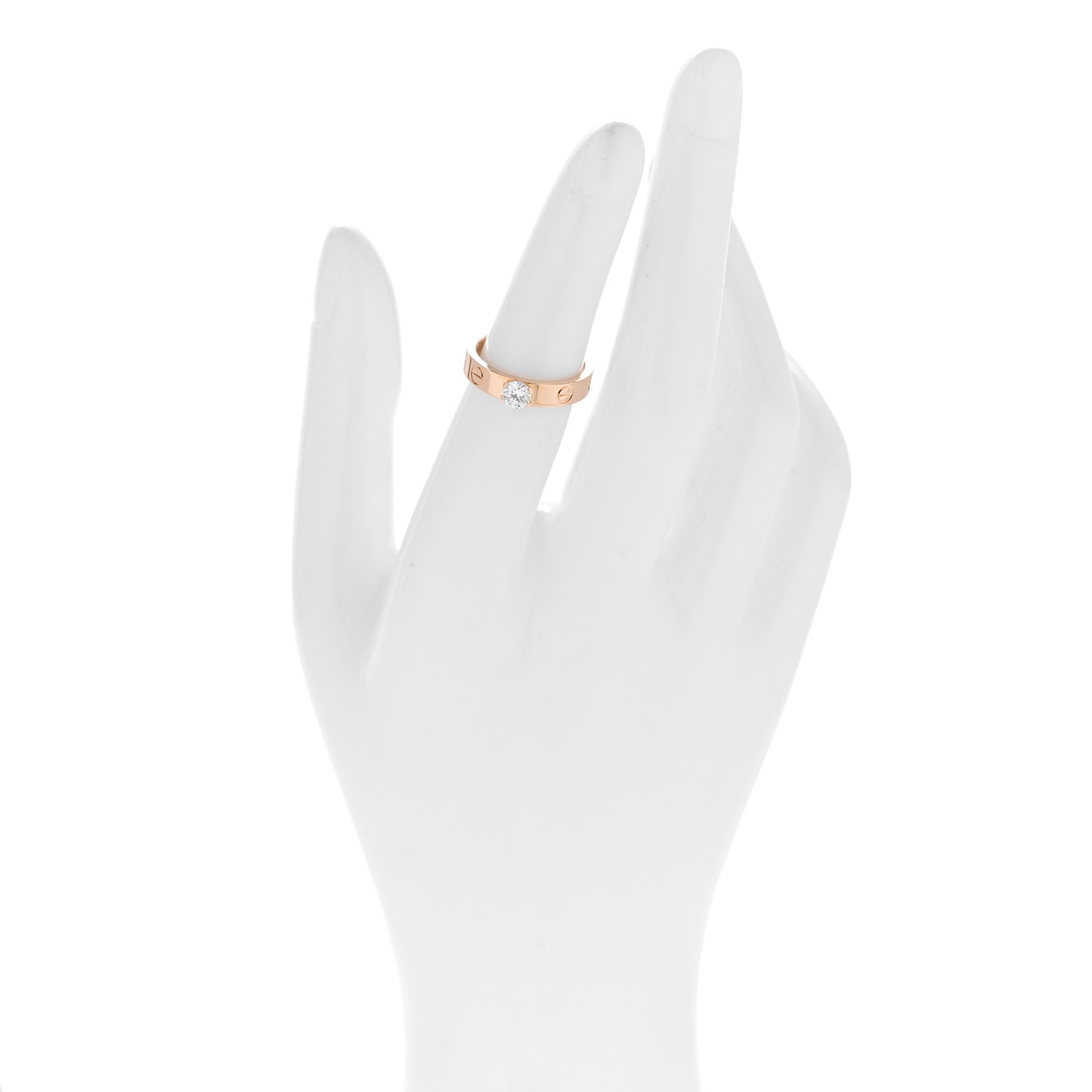 18K Pink Gold Diamond .27ct LOVE Solitaire Engagement Ring 49 5