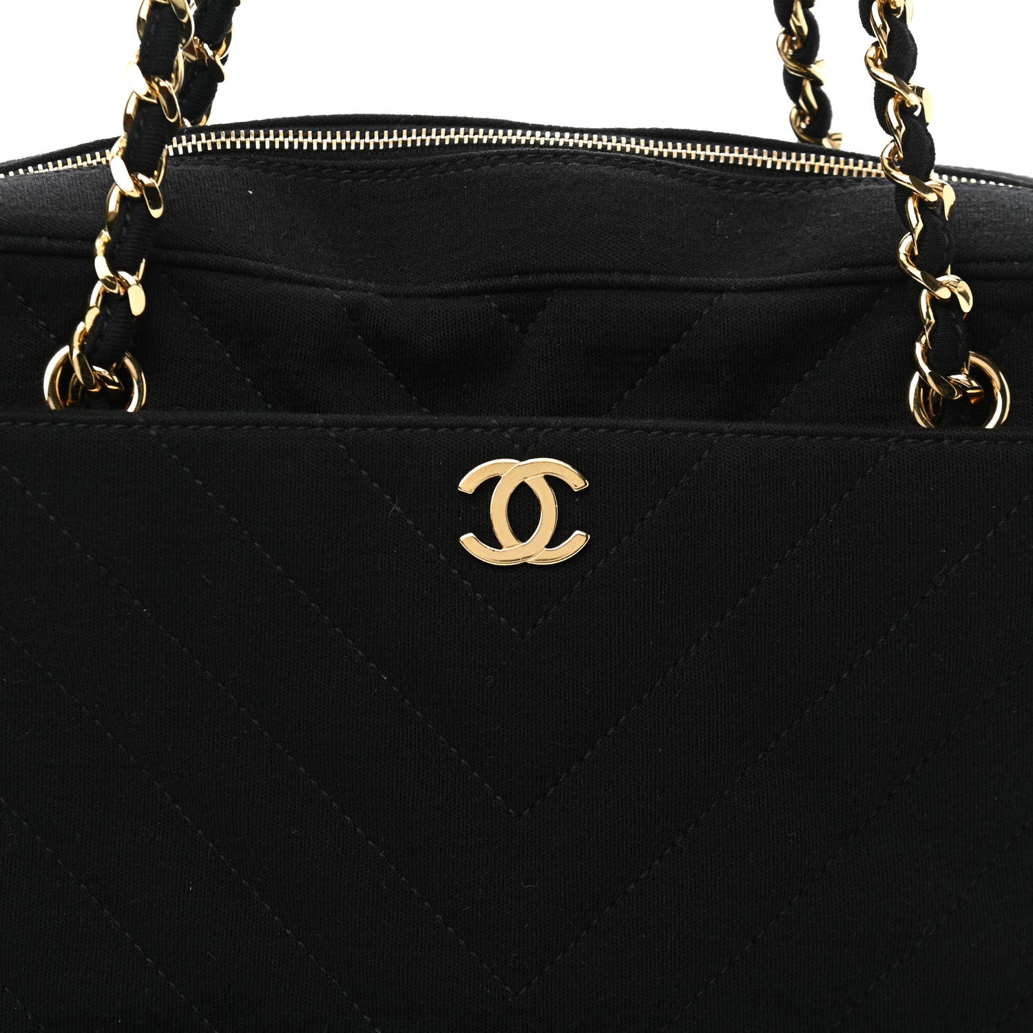 Chanel Jersey Chevron Quilted Camera Case Black 11 of 14